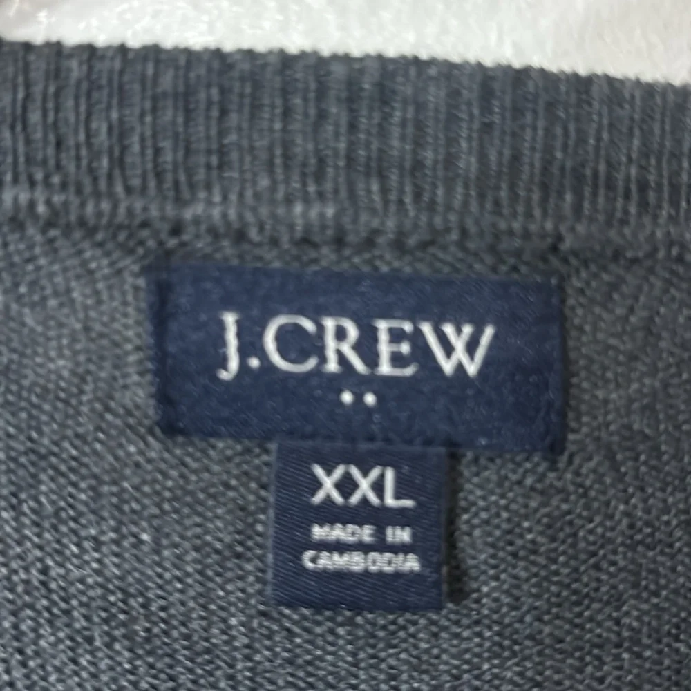 J. Crew Men’s V-Neck Sweater Charcoal Grey Merino Wool Soft Cozy Fall Size XXL